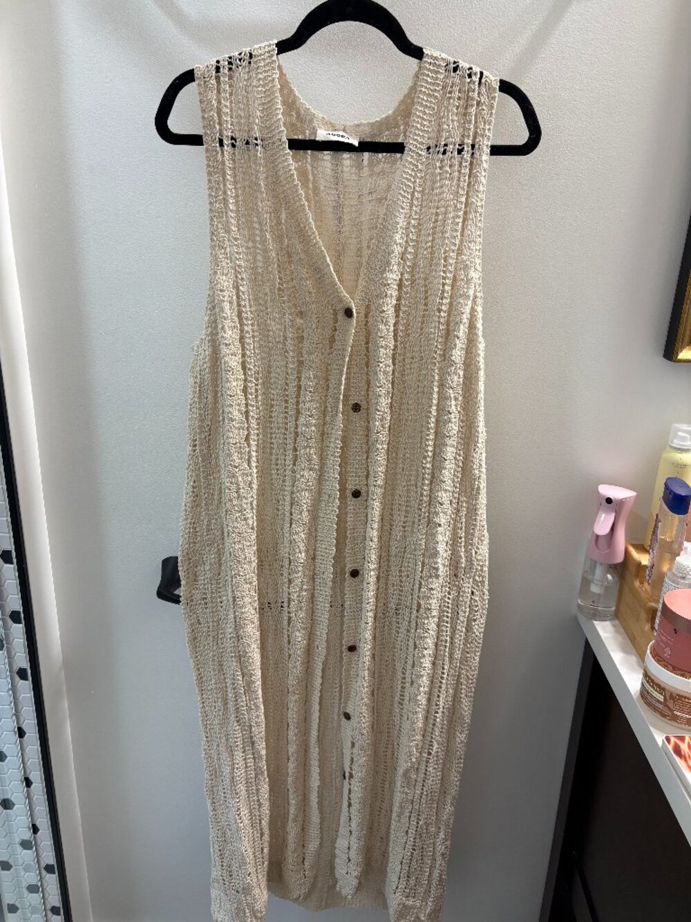 Women's Long Crochet Vest - M/L